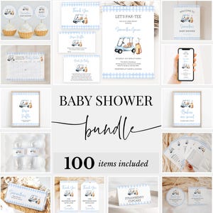 Editable Golf Baby Shower Bundle, Let&#39;s Par-Tee Baby Shower Bundle, Tee Time Baby Shower Invitation Pack, Boy Golf Game Package, BBS402
