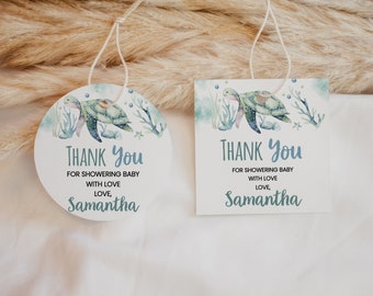 Editable Boy Turtle Baby Shower Favor Tag, Little Hatching Baby Shower Thank You Tag, Under the Sea Turtle Baby Shower Party Favors, BBS704