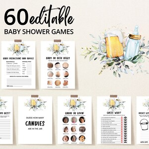 Editable A Baby is Brewing Baby Shower Game Bundle, Coed Brewing Baby Shower Game Pack, Beer and Milk Bottle Baby Shower Games, BBS188