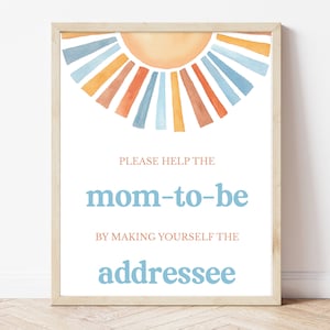 Envelope Station Sign Sunshine Baby Shower, Here Comes the Son Baby Shower Addressee Sign, Boy Sonshine Shower, Boho Sunshine Decor, BBS398