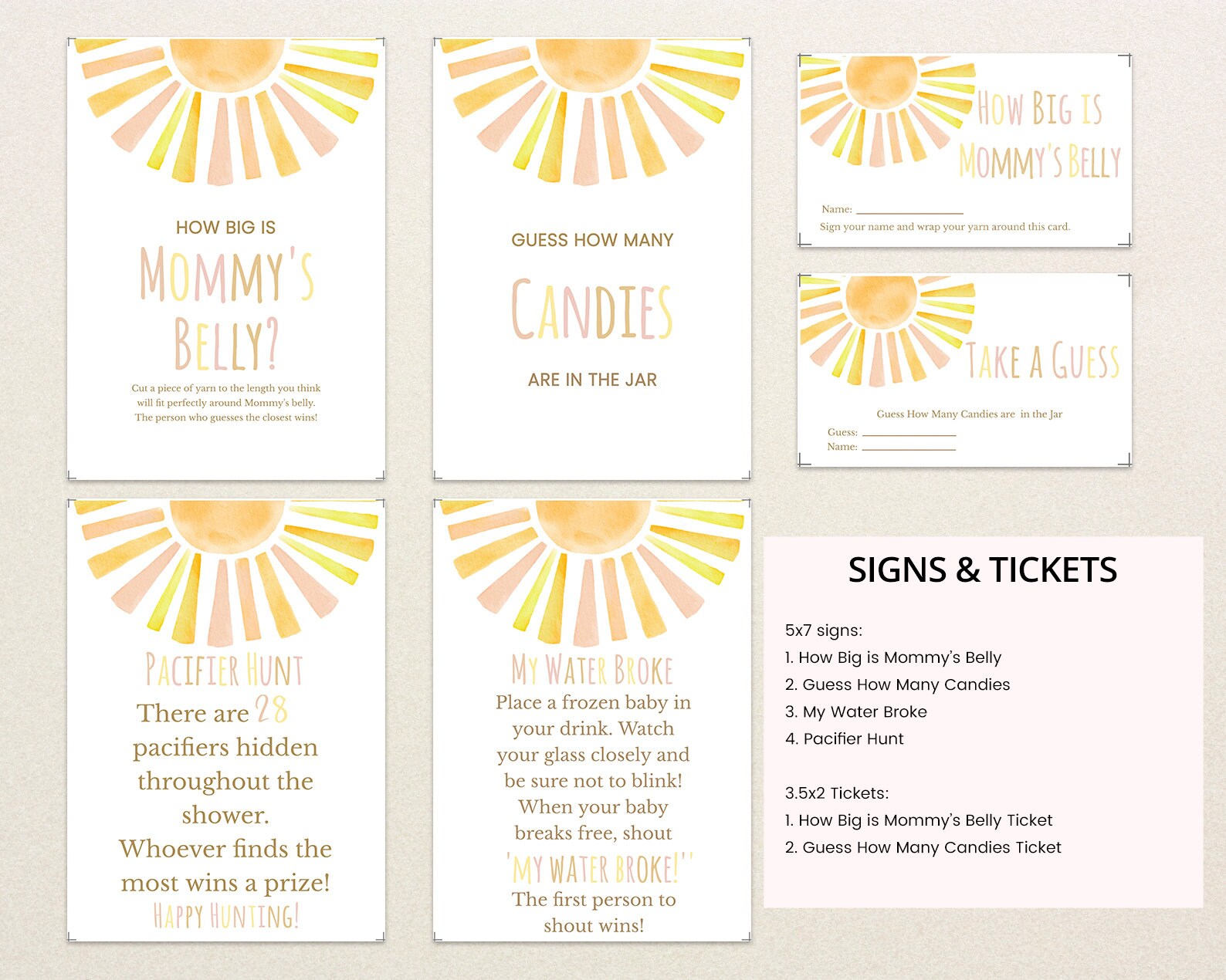 Editable Sunshine Baby Shower Game Bundle A Little Ray of - Etsy Australia