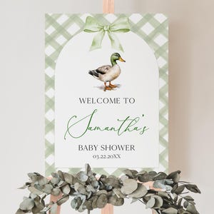Bearbeitbares Baby Junge Stockente Ente Babyparty Willkommensschild, Ente Babyparty Poster, Jungenjagd Ente Babypartydekor, BBS960