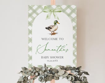 Editable Baby Boy Mallard Duck Baby Shower Welcome Sign, Duck Baby Shower Poster, Boy Hunting Duck Baby Shower Decor, BBS960