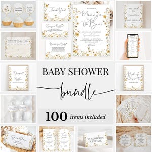 Editable Bee Baby Shower Bundle, Wildflower Bee Baby Shower Invitation Pack, Bee Baby Shower Games, Mommy to Bee Package, BBS412