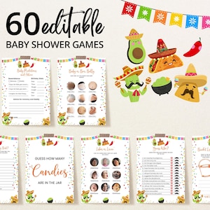 Editable Taco Bout a Baby Shower Game Bundle, Mexican Baby Shower Game Pack, Taco Baby Shower Games, Fiesta Taco Shower, BBS1075