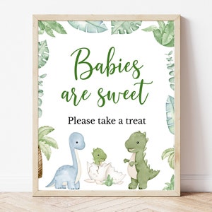 Babies are Sweet Sign  Dinosaur Baby Shower, It&#39;s a Boy Dinosaur Baby Shower Favors Sign, Boy Boho Dinosaur Baby Shower Decor, BBS587