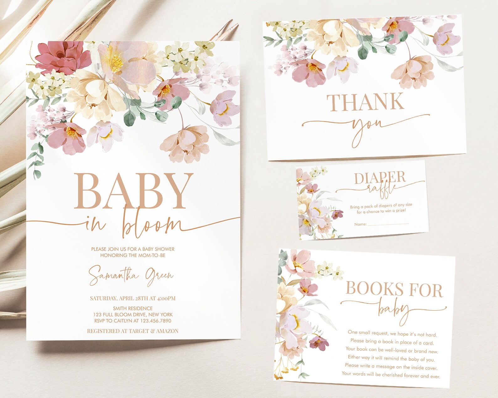 Editable Baby in Bloom Baby Shower Invitation Bundle Spring Etsy Canada