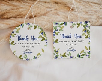 Editable Blueberry Baby Shower Favor Tag, Greenery Blueberry Baby Shower Thank You tag, Berry Sweet Party Favors, BBS381