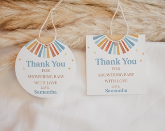 Editable Sunshine Baby Shower Favor Tag, Here Comes the Son Baby Shower Thank You Tag, Boy Boho Sonshine Shower Party Favors, BBS398