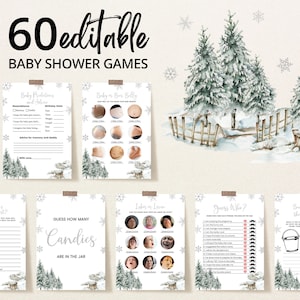 Editable Baby It&#39;s Cold Outside Baby Shower Game Bundle, Gender Neutral Winter Baby Shower Game Pack, Snowflake Baby Shower Games, BBS511