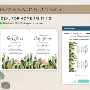 Editable Cactus Baby Shower Invitation, Succulent Baby Shower Invite ...