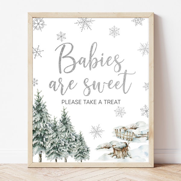 Babies are Sweet Sign Baby It's Cold Outside Baby Shower, Gender Neutral Winter Baby Shower Favors Sign, Snowflake Baby Shower Decor, BBS511