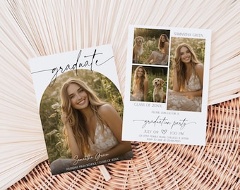 Editable Graduation 2025 Template, Minimalist Graduation Announcement, Modern Graduation Announcement Template, SNL602