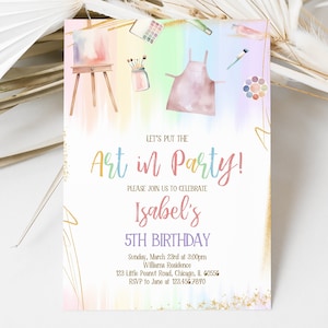 Editable Art Birthday Party Invitation, Art in Party Birthday Party Invite, Art Painting Artist Birthday Mobile Invitation, BRT107