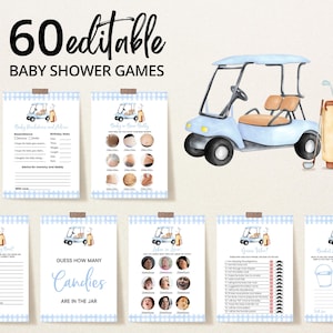 Editable Golf Baby Shower Game Bundle, Let&#39;s Par-Tee Baby Shower Game Pack, Tee Time Baby Shower Games, Boy Golf Shower, BBS402