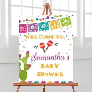 Editable Fiesta Baby Shower Welcome Sign, Cactus Baby Shower Poster, Mexican Boho Fiesta Baby Shower Welcome Sign, Cactus Fiesta BBS203