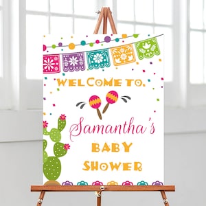 Bearbeitbares Fiesta-Babyparty-Willkommensschild, Kaktus-Babyparty-Poster, mexikanisches Boho-Fiesta-Babyparty-Willkommensschild, Kaktus-Fiesta BBS203