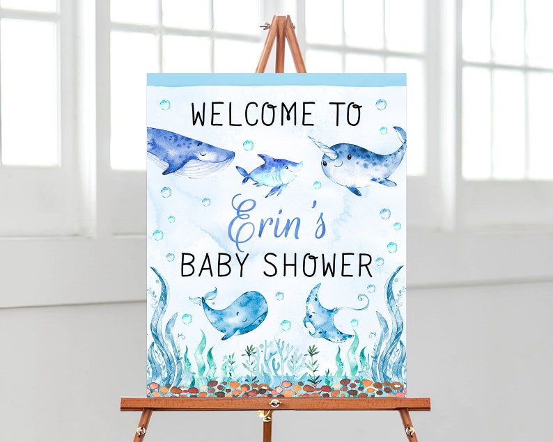 Editable Under the Sea Baby Shower Sign Ocean Baby Etsy