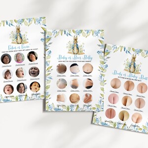 Editable Peter Rabbit Baby Shower Game Bundle, Blue Peter Rabbit Baby Shower Game Pack, Boy Peter Rabbit Shower Games, Peter Rabbit BBS298 image 2