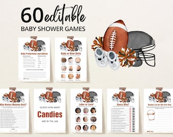 Editable Touchdowns and Tiny Toes Baby Shower Game Bundle, Football Baby Shower Game Pack, Couples Baby Shower Games, BBS841