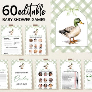 Editable Baby Boy Mallard Duck Baby Shower Game Bundle, Duck Baby Shower Game Pack, Boy Hunting Duck Baby Shower Games, BBS960