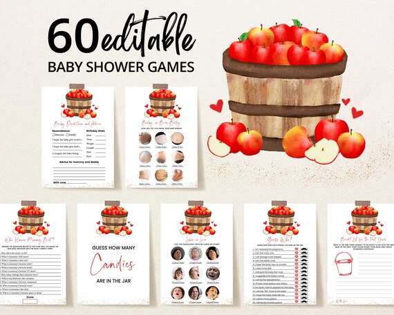 Editable The Apple of The Eye Baby Shower Game Bundle, Apple Harvest Baby Shower Game Pack, Fall Baby Shower Games, BBS857
