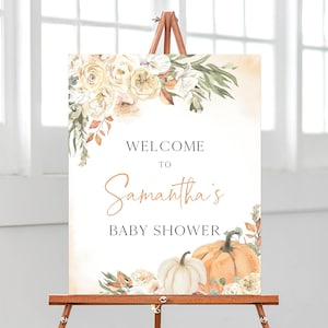 Editable Little Pumpkin Baby Shower Welcome Sign, Fall Rustic Pumpkin Baby Shower Poster, Gender Neutral Pumpkin Baby Shower Decor, BBS436