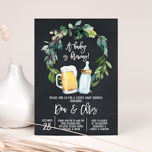 Editable A Baby is Brewing Baby Shower Chalkboard Invitation, Coed Baby shower, Beer and Bottle Baby Shower Invite, Backyard Shower, BBS130 image 4