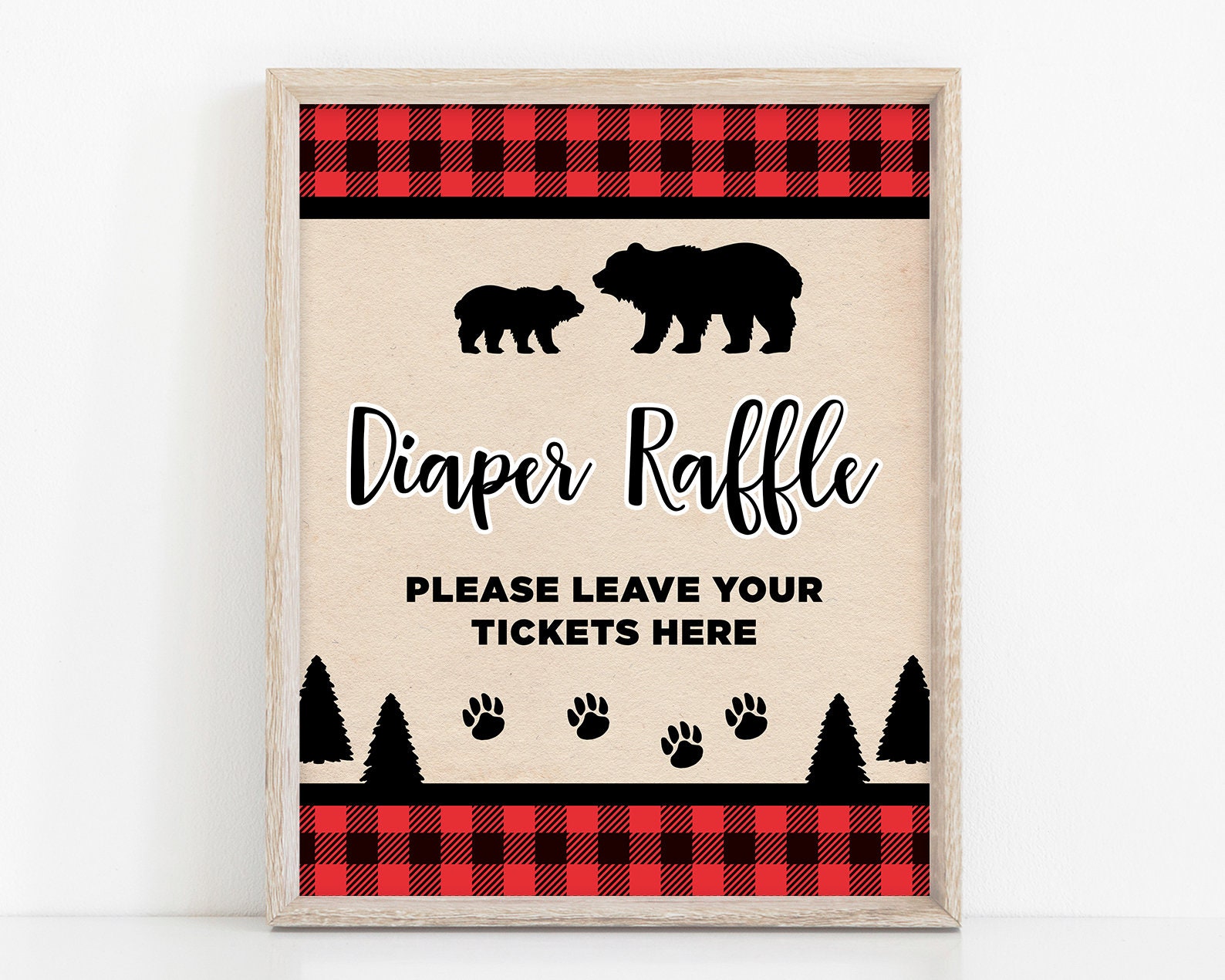 Diaper Raffle Sign Oh Boy Lumberjack Baby Showerred Black - Etsy
