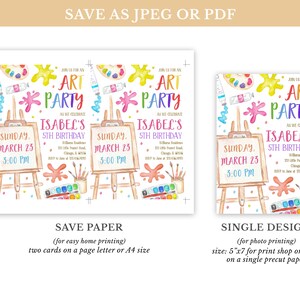 Editable Art Birthday Party Invitation, Art in Party Birthday Party Invite, Art Painting Artist Birthday Mobile Invitation, BRT106 image 4