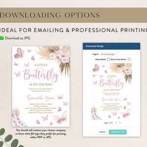 Editable Boho Butterfly Baby Shower Invitation, A Little Butterfly Baby ...
