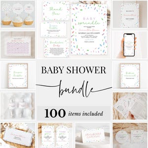 Editable Gender Neutral Baby Sprinkle Bundle, Baby Sprinkle Donuts Invitation Pack, Sprinkled with Love Shower, Sprinkle Games, BBS1070