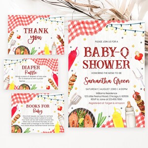 Editable BBQ Baby Shower Invitation Bundle, Backyard Baby Shower Invite, Baby-q Baby Shower, Coed BBQ Baby Shower, Gender Neutral, BBS1045