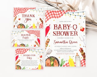 Bearbeitbares BBQ-Babyparty-Einladungspaket, Hinterhof-Babyparty-Einladung, Baby-q-Babyparty, Coed BBQ-Babyparty, geschlechtsneutral, BBS1045
