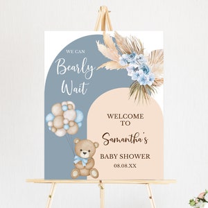 Editable We Can Bearly Wait Baby Shower Welcome Sign Balloon - Etsy