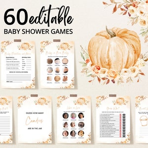 Editable Little Pumpkin Baby Shower Game Bundle, Fall Rustic Pumpkin Baby Shower Game Pack, Gender Neutral Pumpkin Baby Shower Games, BBS444