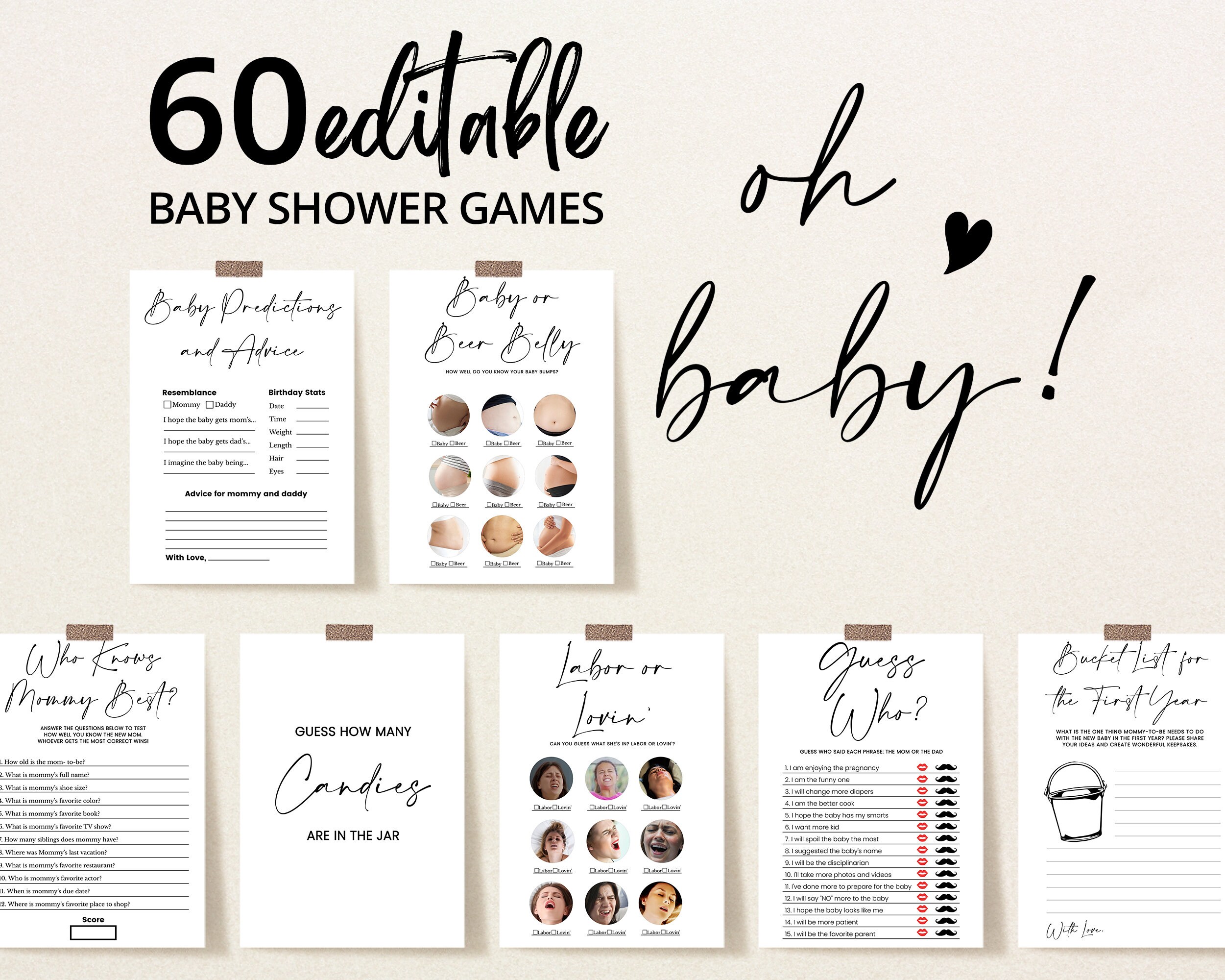 Editable Minimalist Oh Baby Baby Shower Game Bundle, Simple Oh Baby Baby  Shower Game Pack, Gender Neutral Modern Baby Shower Games, BBS335 - Etsy