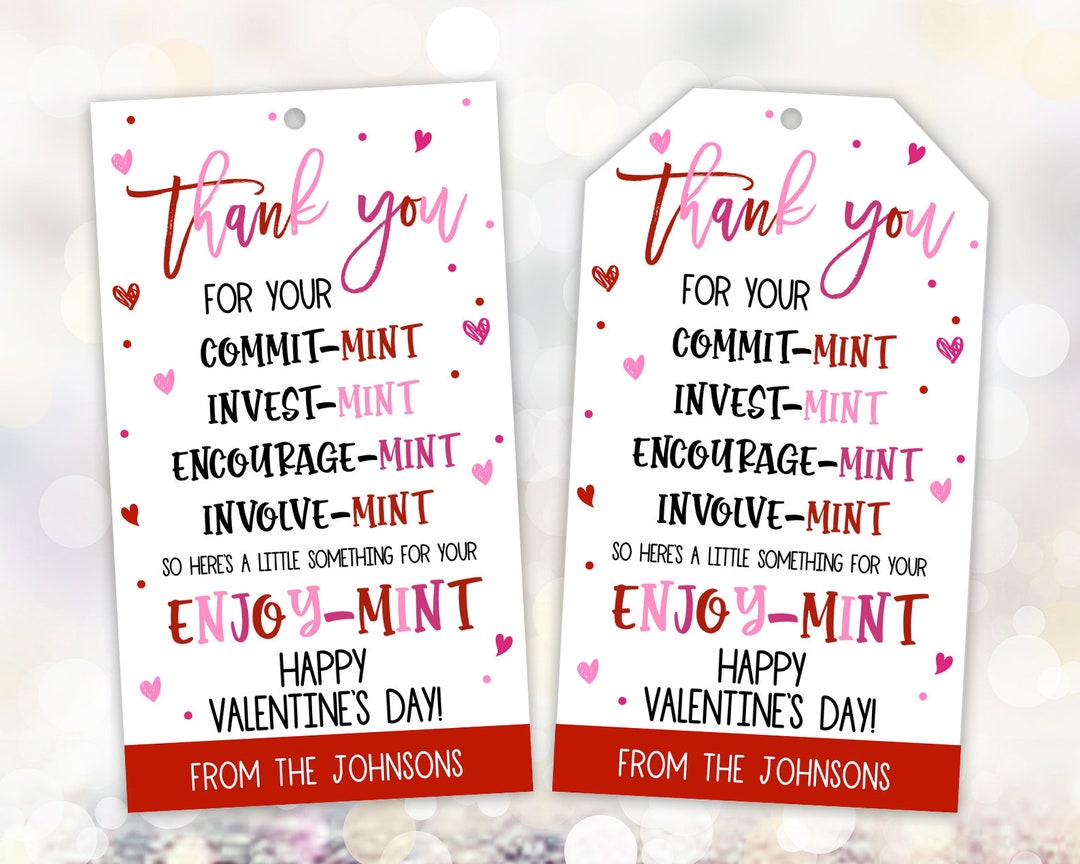 Editable Thank You for Your Commitmint Valentine Gift Tag, Valentine