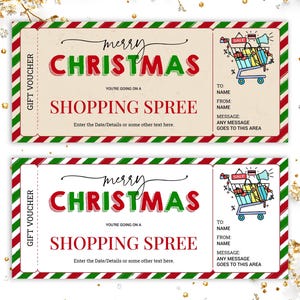 Editable Christmas Shopping Spree Gift Voucher Surprise Shopping