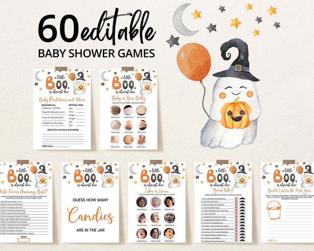 Editable A Little Boo Almost Due Baby Shower Game Bundle, Gender Neutral  Halloween Baby Shower Game Pack,ghost Halloween Shower Games,bbs328 - Etsy
