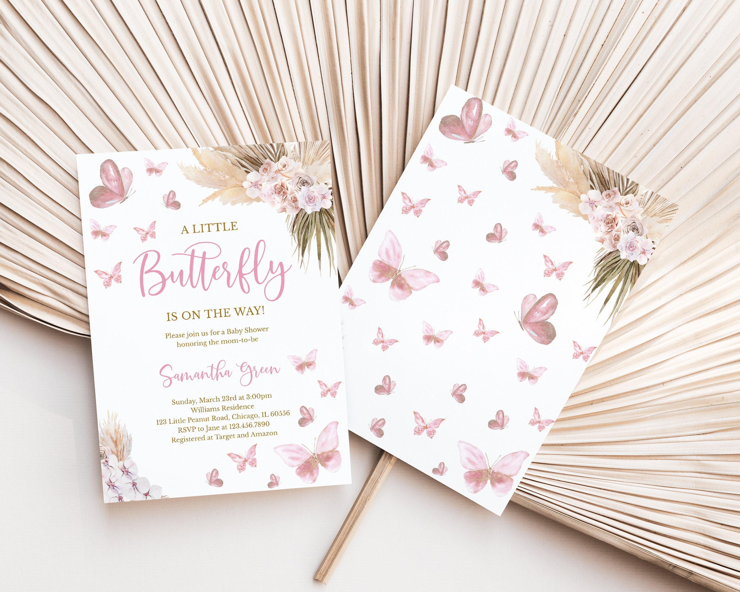 Editable Boho Butterfly Baby Shower Invitation, A Little Butterfly Baby ...