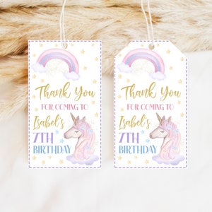 Editable Very Magical Day Unicorn Birthday Favor Tag, Rainbow Pink Unicorn Birthday Thank You Tag, Purple Pink Gold Unicorn Birthday, BRT090