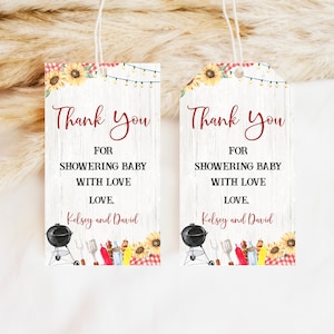 Editable BBQ Baby Shower Favor Tag, Backyard Baby Shower Thank You Tag, Baby-q Baby Shower, Coed BBQ Baby Shower Party Favors, BBS394