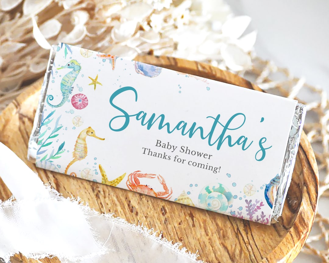 Editable Under the Sea Baby Shower Chocolate Wrapper, Sea Animals ...
