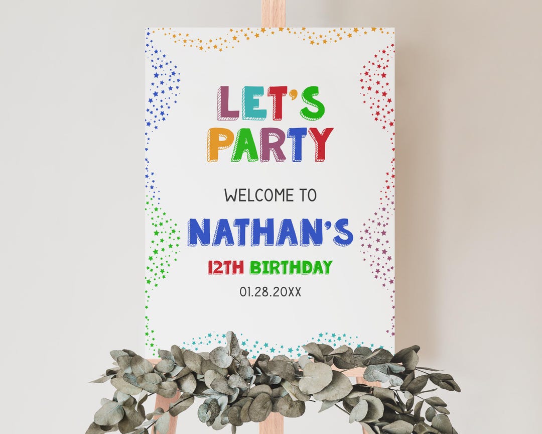 Editable Simple Boy Birthday Welcome Sign, Colorful Cheerful Birthday ...