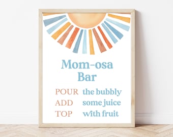 Momosa Bar Sign Sunshine Baby Shower, Here Comes the Son Baby Shower Mimosa Bar Sign, Boy Sonshine Shower, Boho Sunshine Decor, BBS398