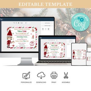 Editable Girl Elf Nice List Certificate, Printable Santa's Official ...