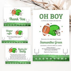 Editable Little All Star Boy Baby Shower Invitation Bundle, American Football Baby Shower Invite, Sports Baby Shower Invitation, BBS1080