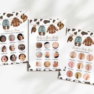 Editable A Little Cowboy Baby Shower Game Bundle, Wild West Baby Shower Game Pack, Brown Cowboy Baby Shower Games, Rodeo Baby BBS719 image 2