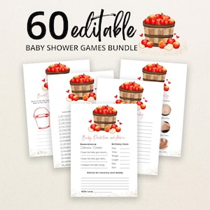 Editable The Apple of The Eye Baby Shower Game Bundle, Apple Harvest Baby Shower Game Pack, Fall Baby Shower Games, BBS857 image 1
